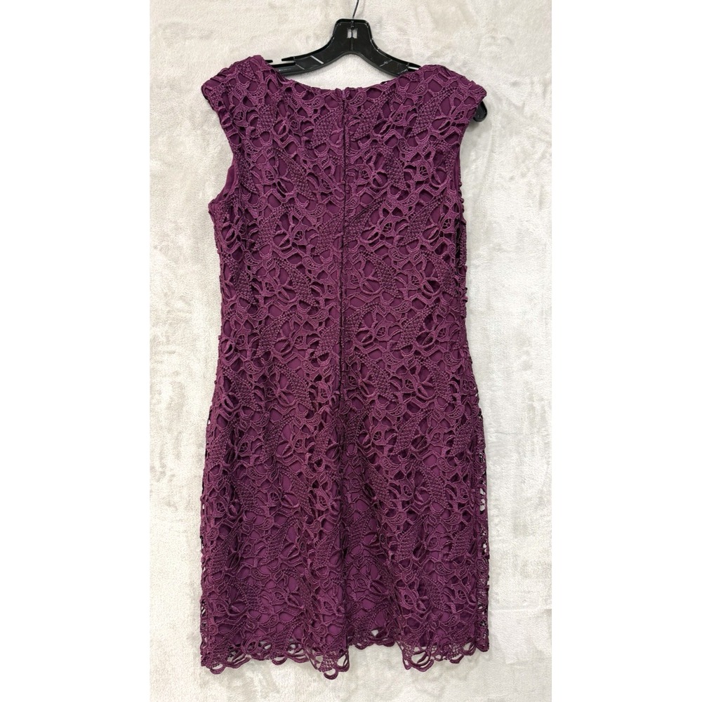 Lauren Ralph Lauren Lace Sheath Dress Purple Plum Cocktail Party Size 10 Midi - Picture 2 of 12